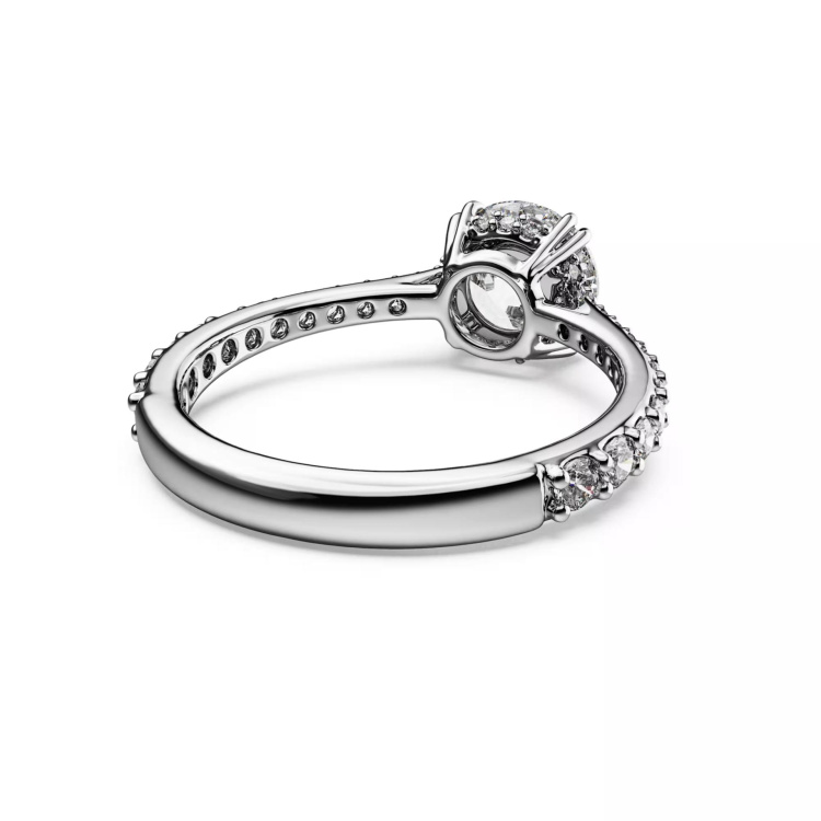 Stilla cocktail ring Round cut, Pavé, White, Rhodium plated